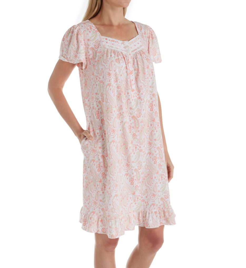 Blooming Floral Short Sleeve Short Nightgown-acs