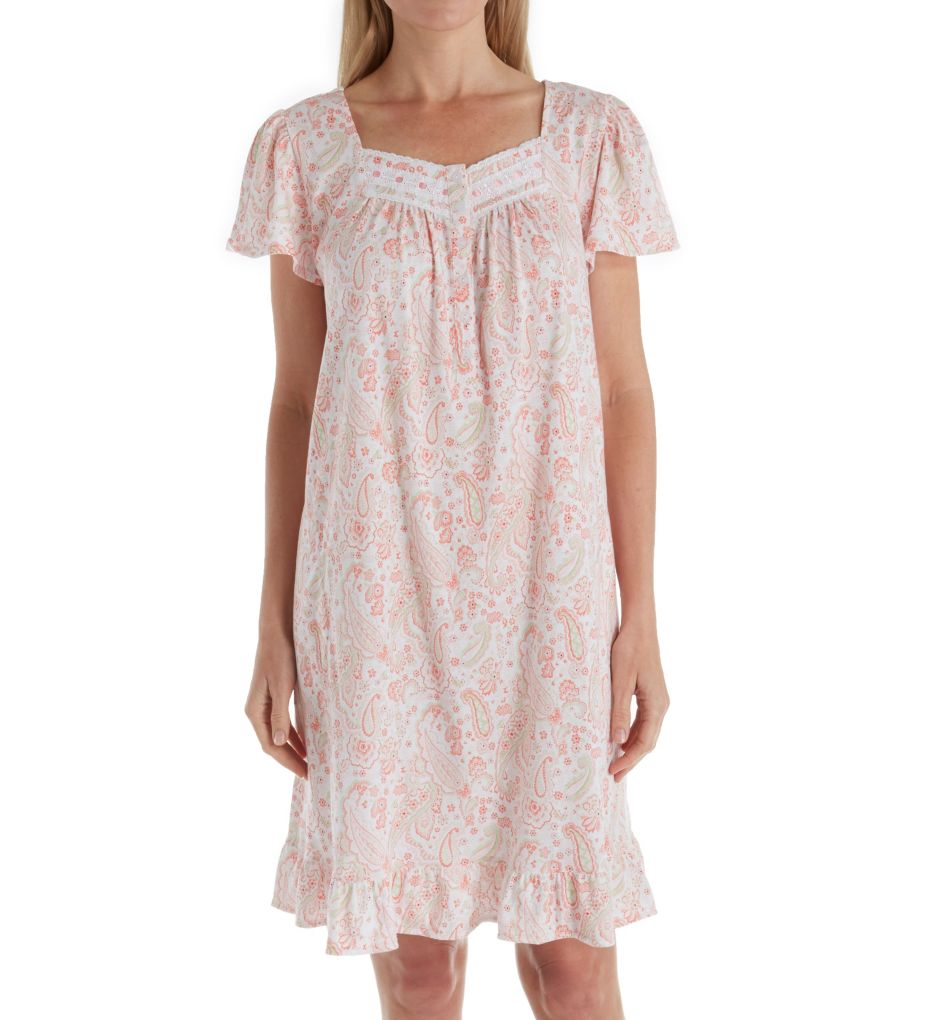 Blooming Floral Short Sleeve Short Nightgown-fs