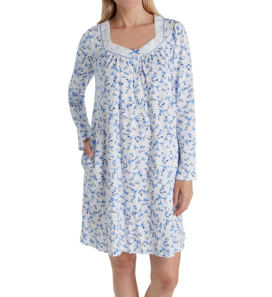 Blue Sky Long Sleeve Short Nightgown-fs