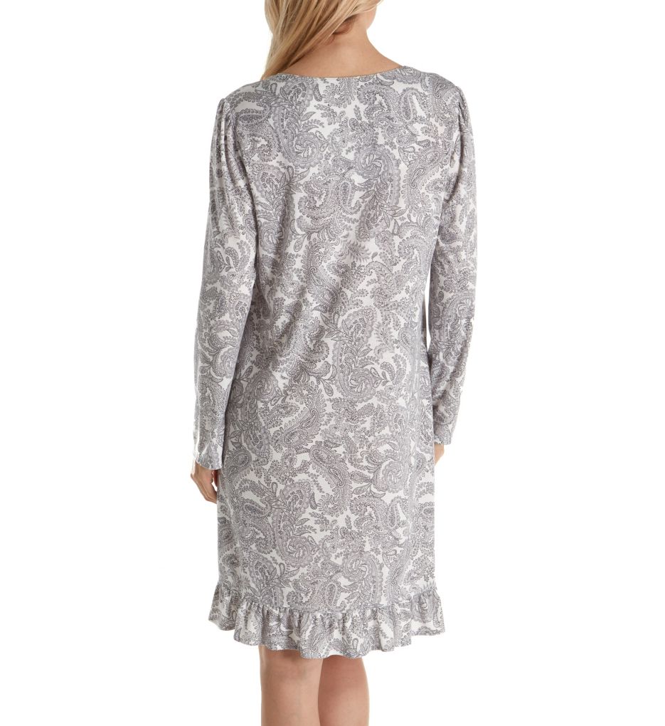 Long Sleeve Floral Short Nightgown-bs