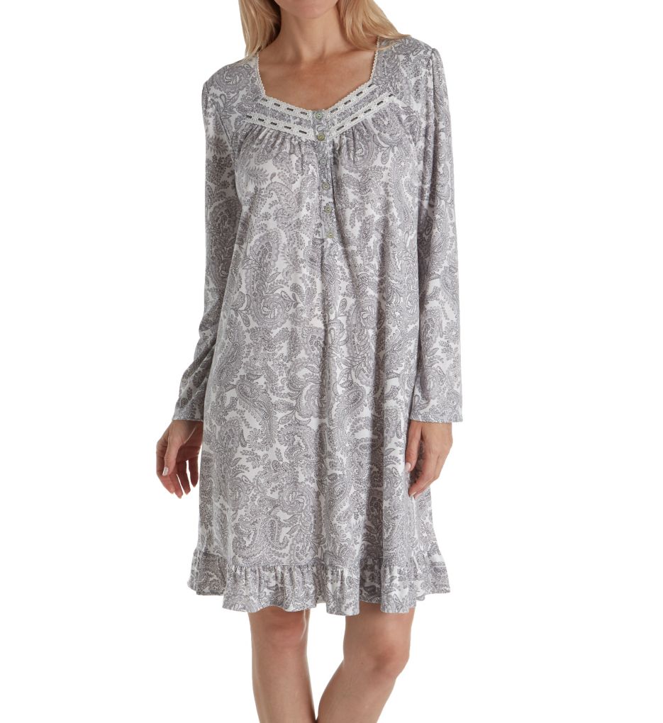 Long Sleeve Floral Short Nightgown-gs