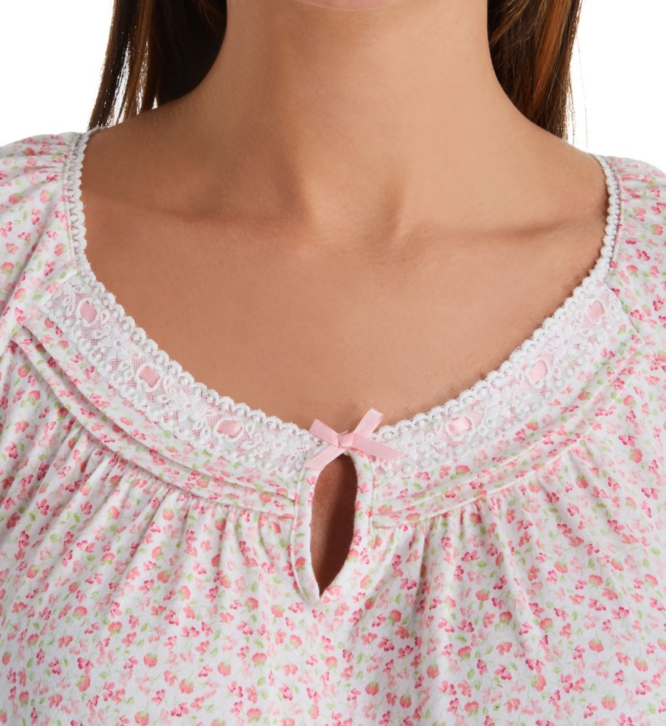 Daisy Pink Cotton Jersey Short Sleeve Short Gown-cs1