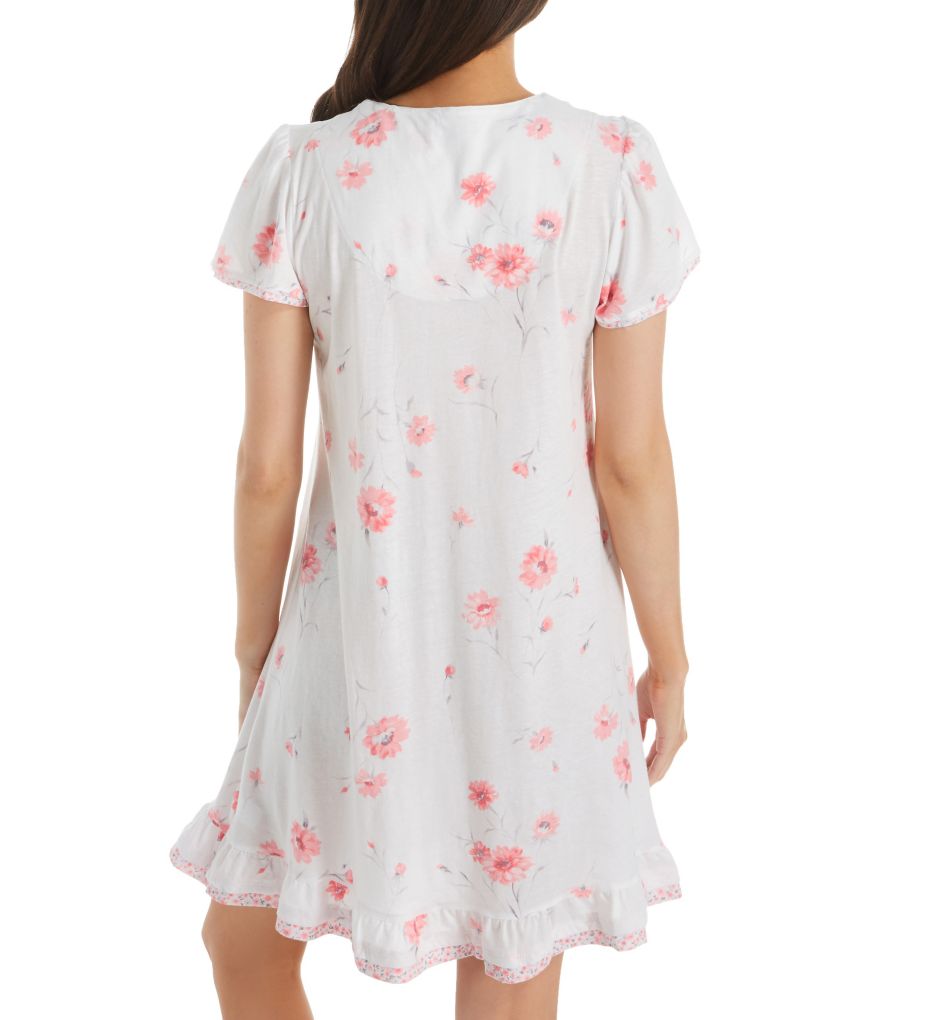 Pink Floral Short Sleeve Short Gown
