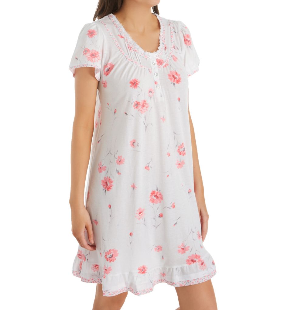 Pink Floral Short Sleeve Short Gown