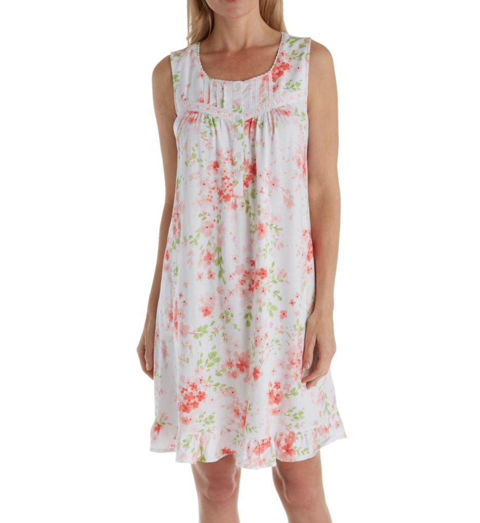 Blooming Floral Sleeveless Short Nightgown-fs
