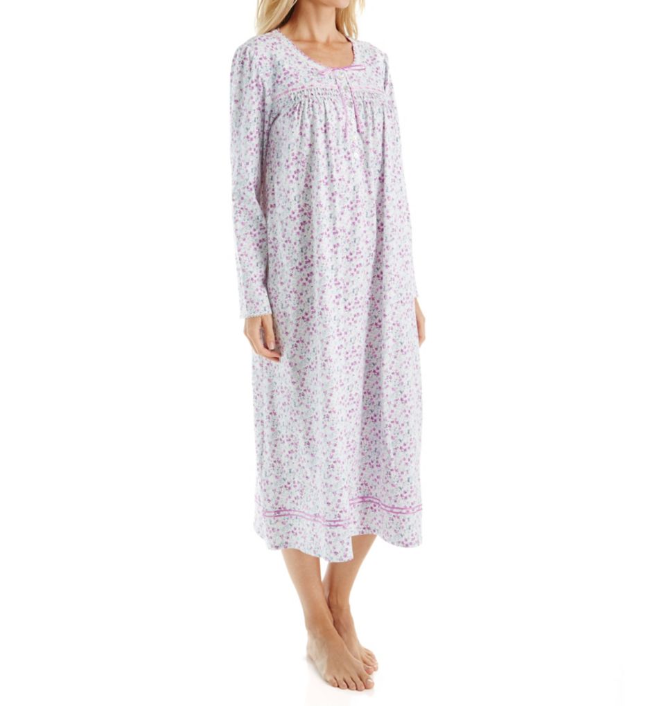 Brushed Cotton Jersey Long Sleeve Long Gown-acs