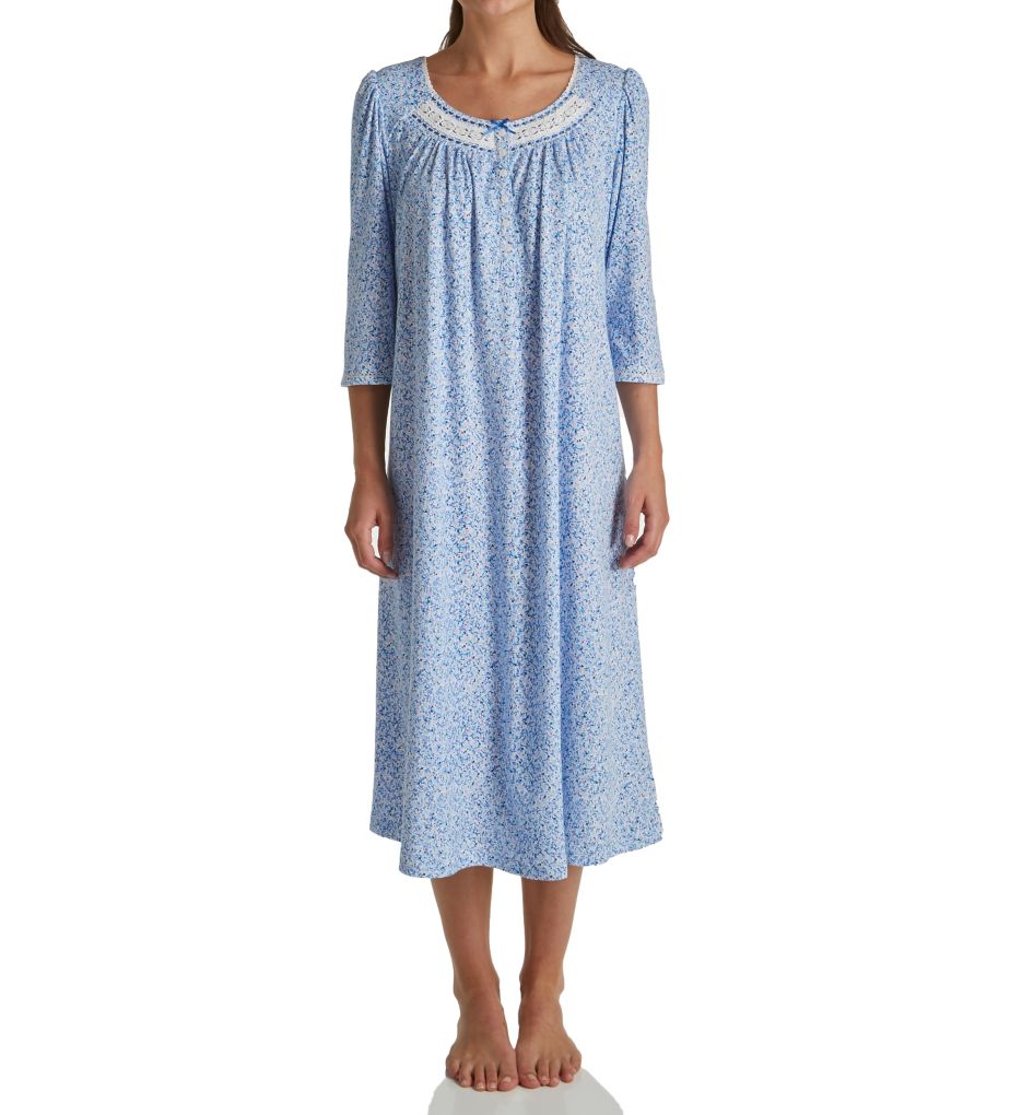 Blue Geo 3/4 Sleeve Ballet Nightgown-fs