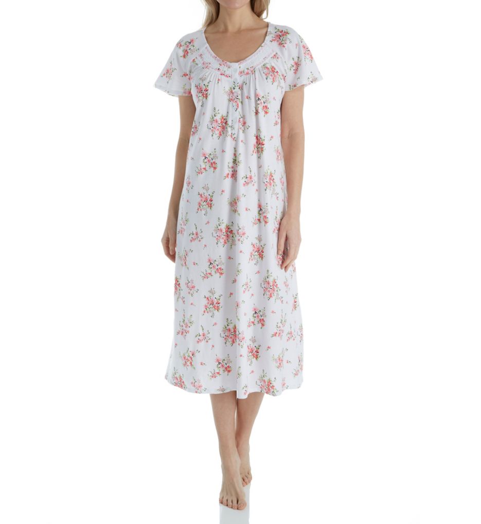 Pink Floral Short Sleeve Ballet Nightgown-fs