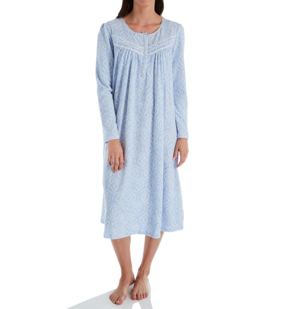 Brushed Waffle Fleece Long Sleeve Long Gown-fs