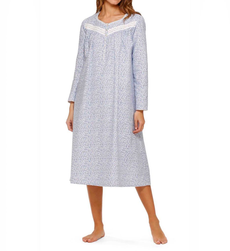 Winter Nights Brush Flannel Long Sleeve Nightgown-acs