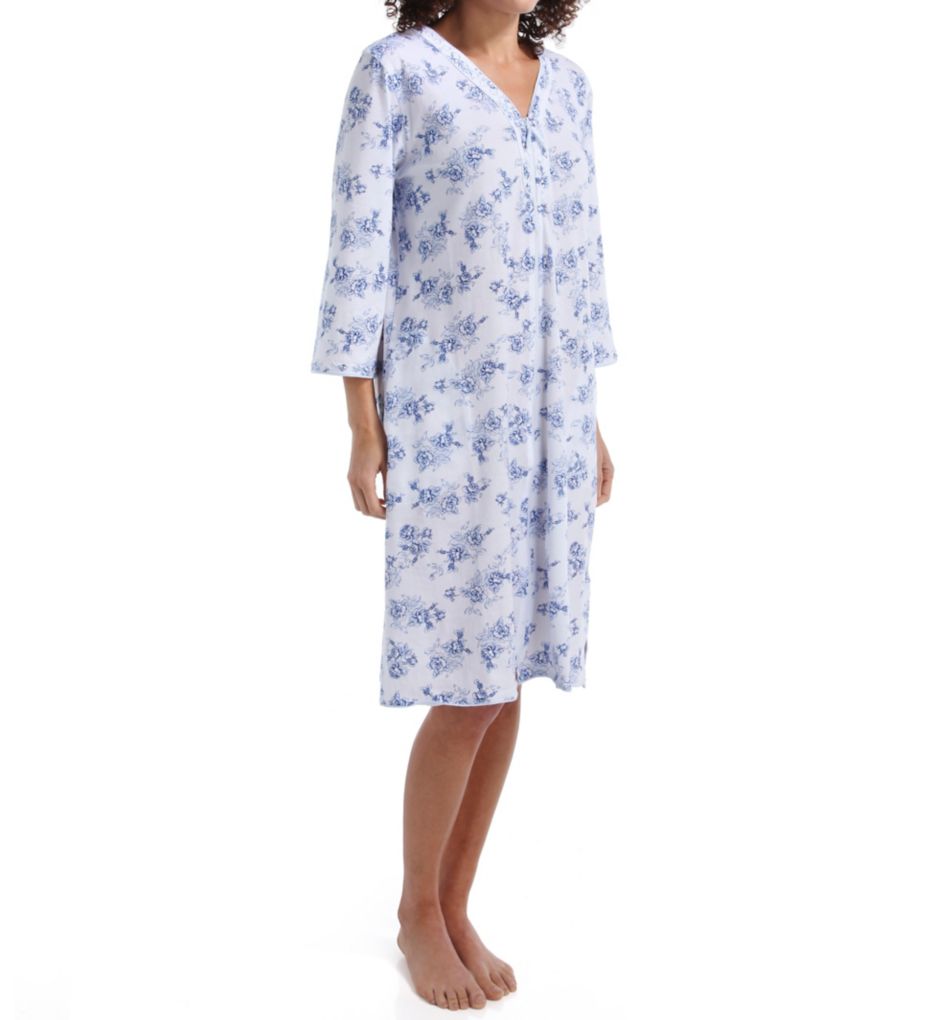 Flowery 3/4 Sleeve Short Zip Caftan-acs