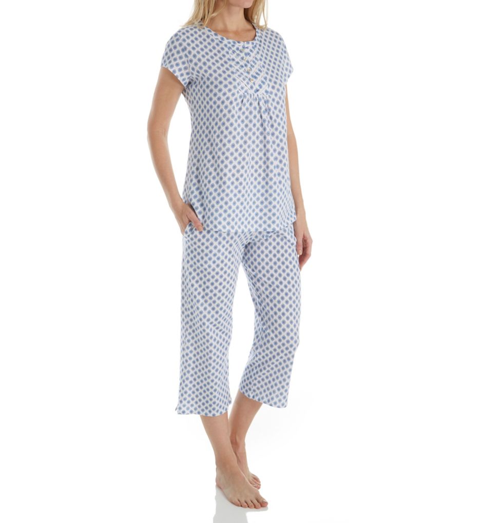 Blue Print Short Sleeve Long PJ Set-acs