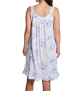 Peach Jersey 38 Sleeveless Chemise Blue Garden Floral S