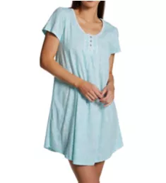 100% Cotton Plus Size 35 Cap Sleeve Nightshirt Aqua Scroll 5X