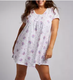 100% Cotton Plus Size 35 Cap Sleeve Nightshirt Floral Bouquet 1X