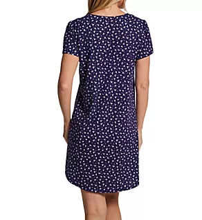 100% Cotton Plus Size 35 Cap Sleeve Nightshirt Navy Ditsy 4X