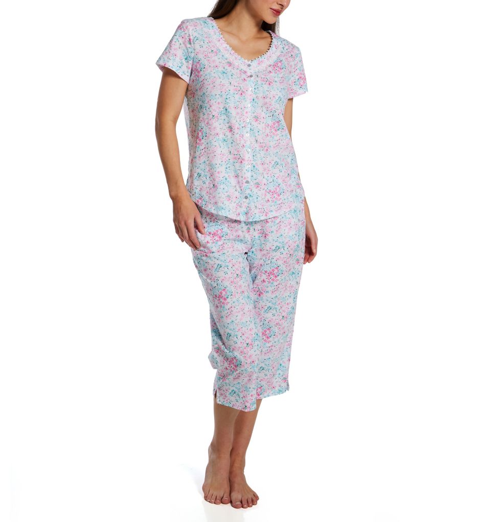 100 Cotton Short Sleeve Capri Pant PJ Set