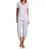 Aria 100% Cotton Short Sleeve Capri Pant PJ Set A70001 - Image 1