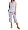 Aria 100% Cotton Short Sleeve Capri Pant PJ Set A70001