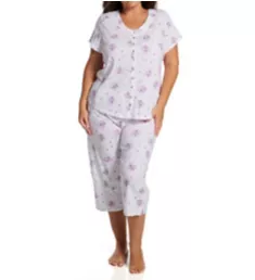 Plus Size Short Sleeve Capri Pant PJ Set