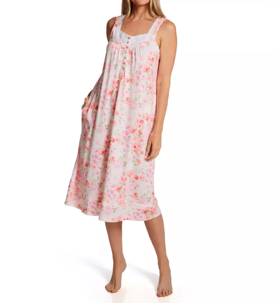 100% Cotton 44 Sleeveless Nightgown Floral L