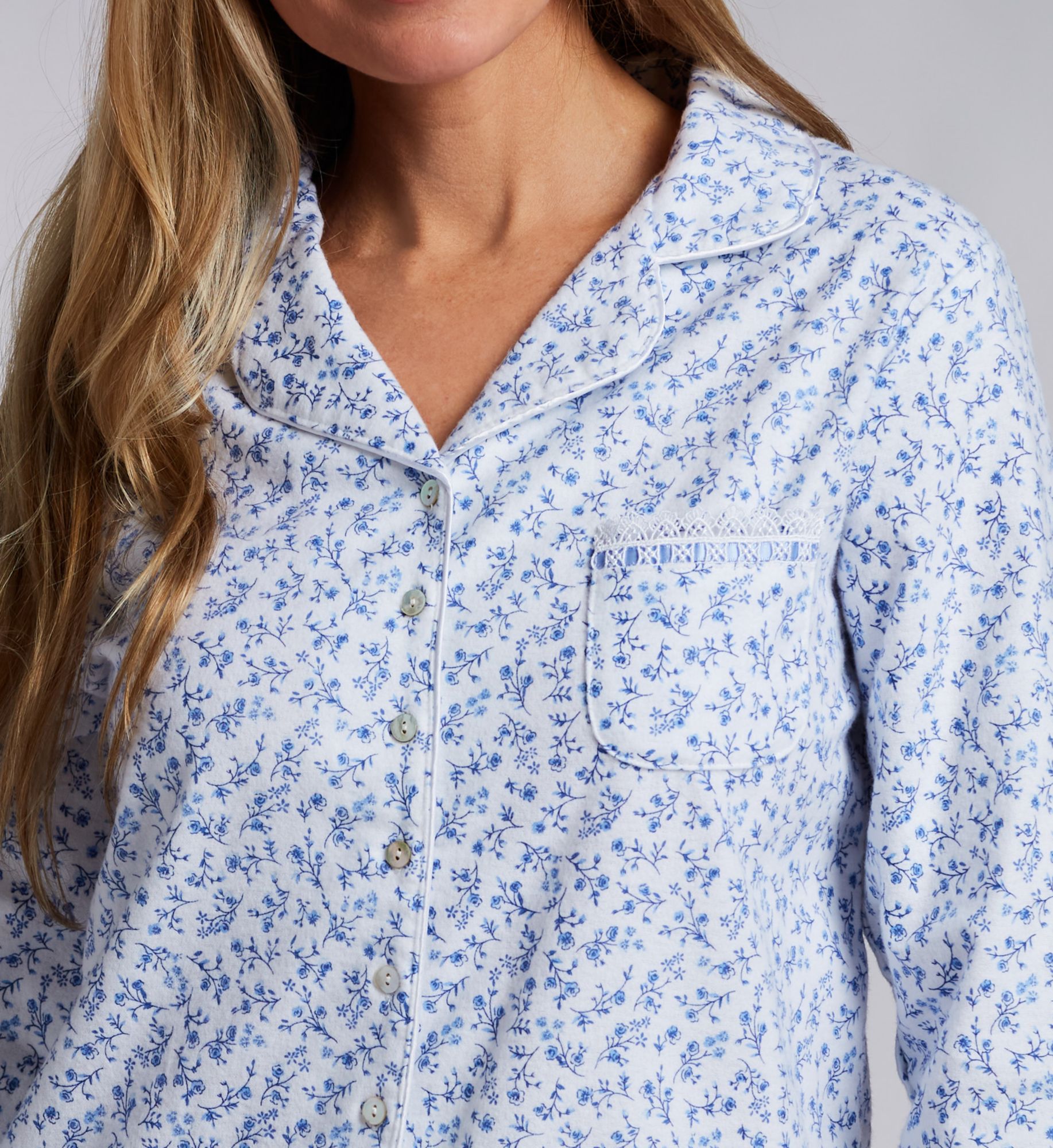 Aria Cotton Flannel Notch Collar PJ Set A90015 - Image 3
