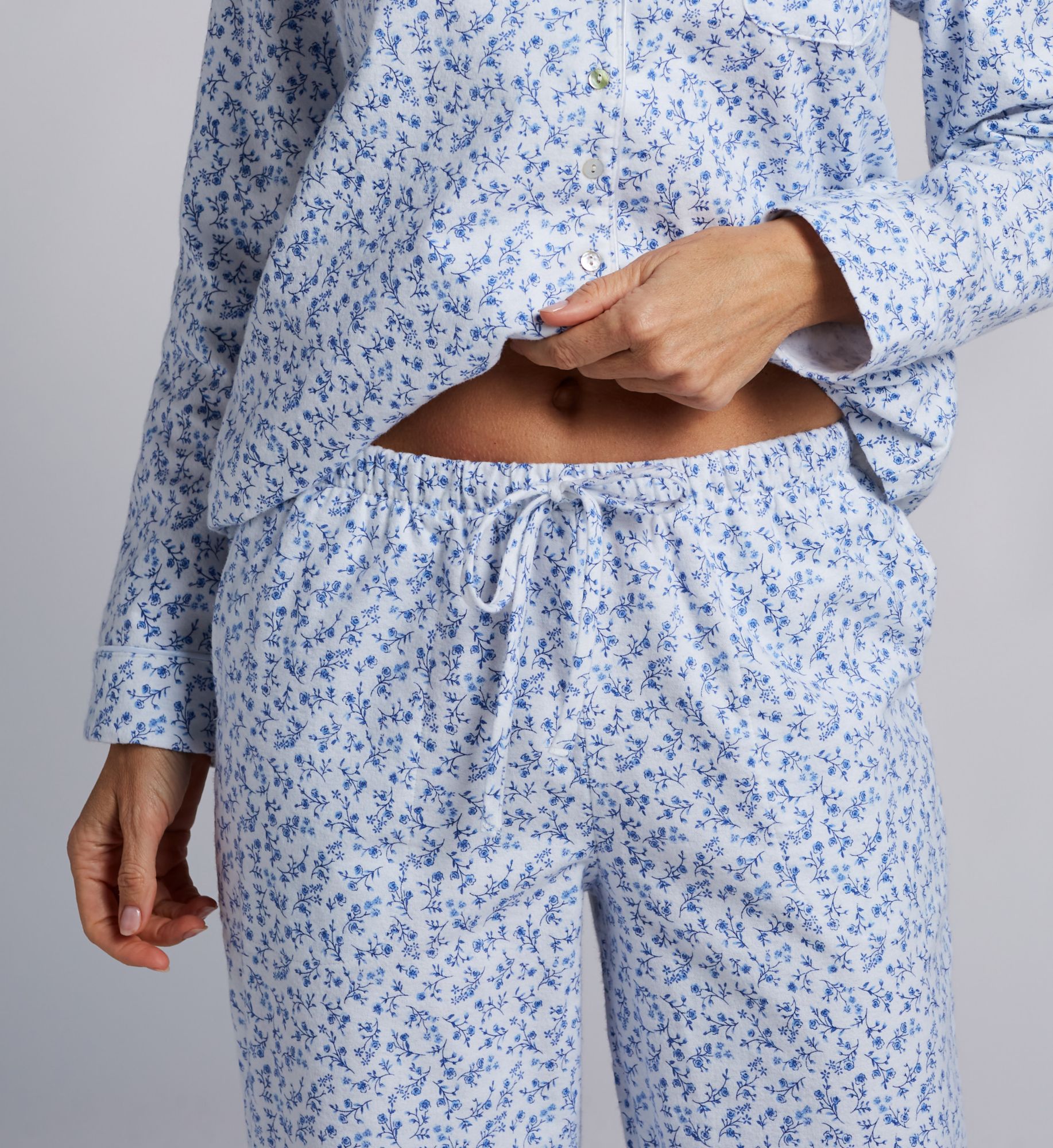 Aria Cotton Flannel Notch Collar PJ Set A90015 - Image 4