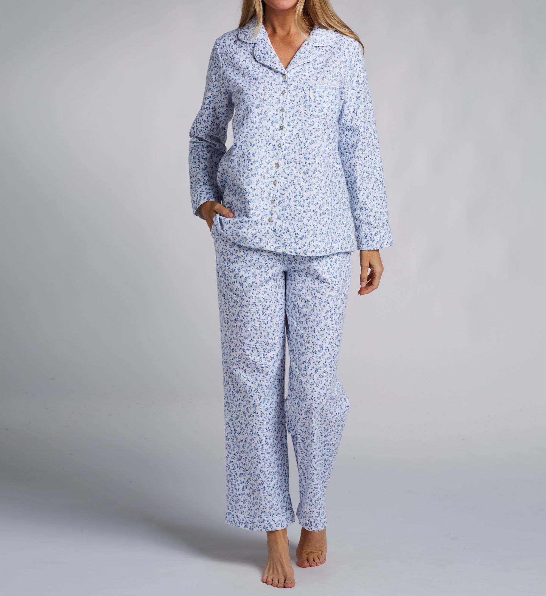 Aria Cotton Flannel Notch Collar PJ Set A90015 - Image 1