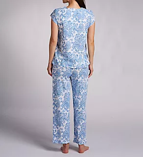Brushed Cotton Jersey PJ Set Multi Paisley S