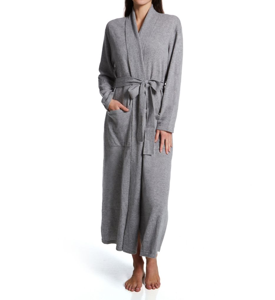 Arlotta Cashmere Classic Long Robe With Shawl Collar Flannel Grey L  - Image 1