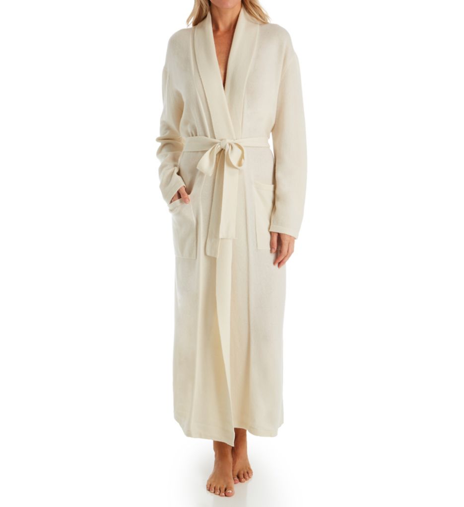 Cashmere Classic Long Robe With Shawl Collar-fs