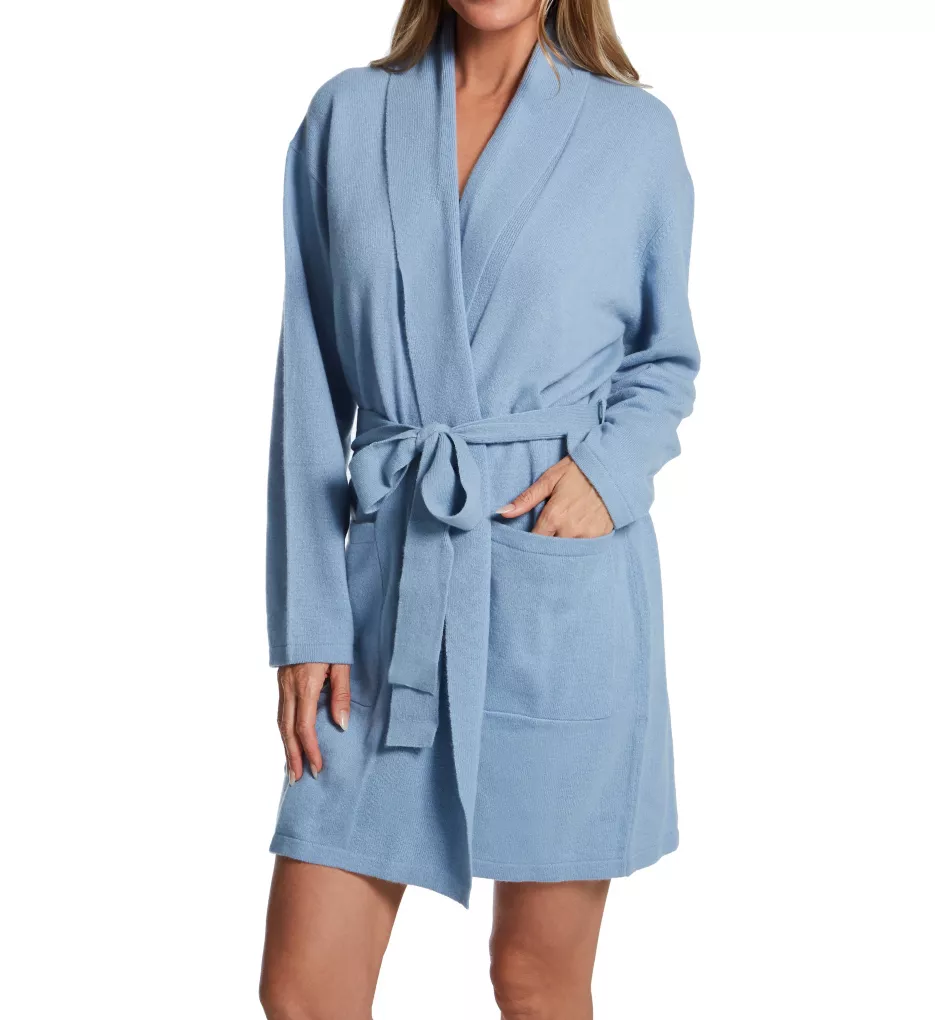 Cashmere Classic Short Robe With Shawl Collar True Blue XS