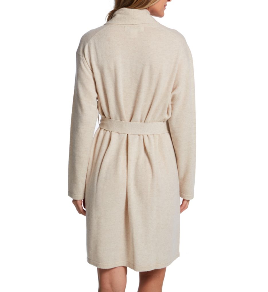 Arlotta Cashmere Classic Short Robe With Shawl Collar Oatmeal XS  - Image 2