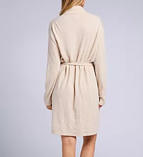Cashmere Classic Short Robe With Shawl Collar Oatmeal L