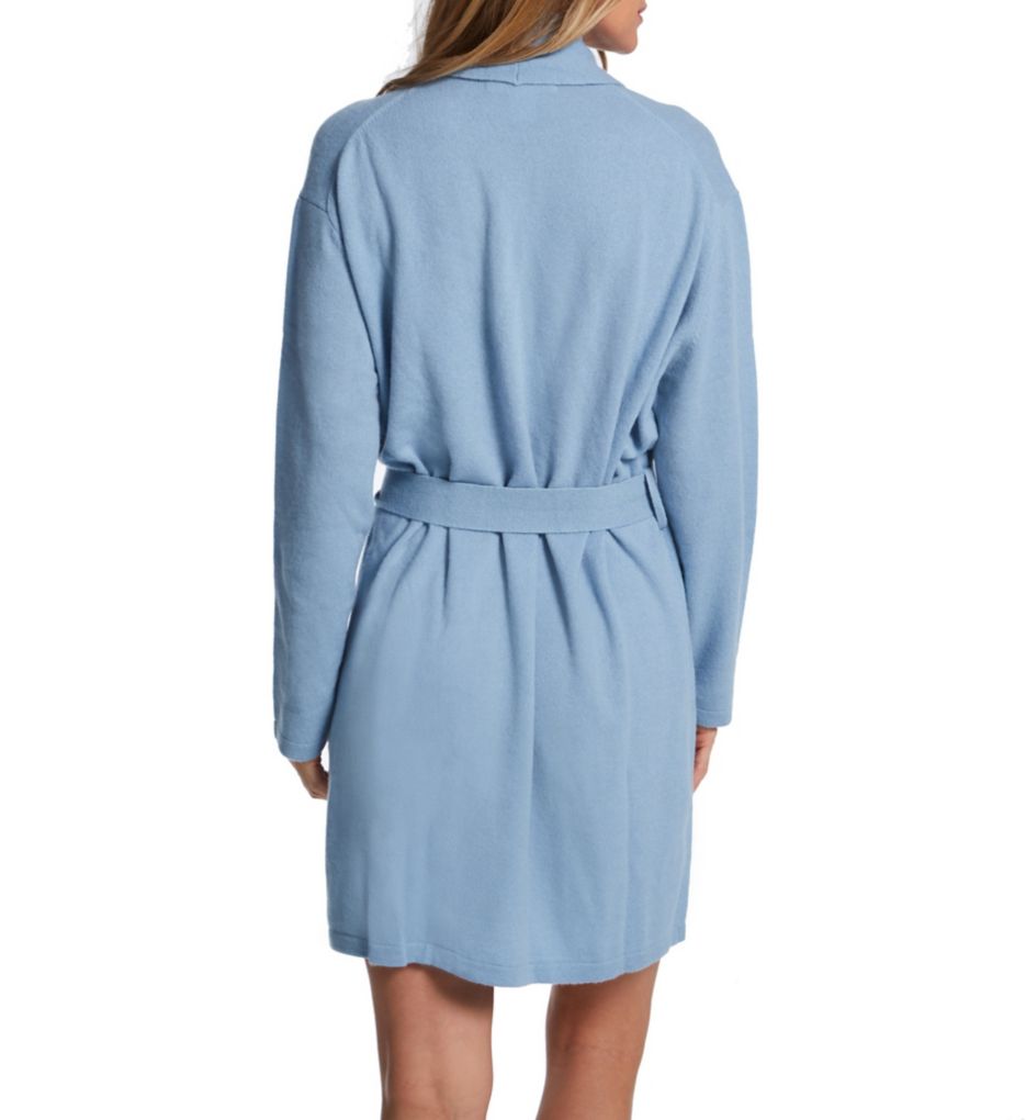 Arlotta Cashmere Classic Short Robe With Shawl Collar True Blue M  - Image 2
