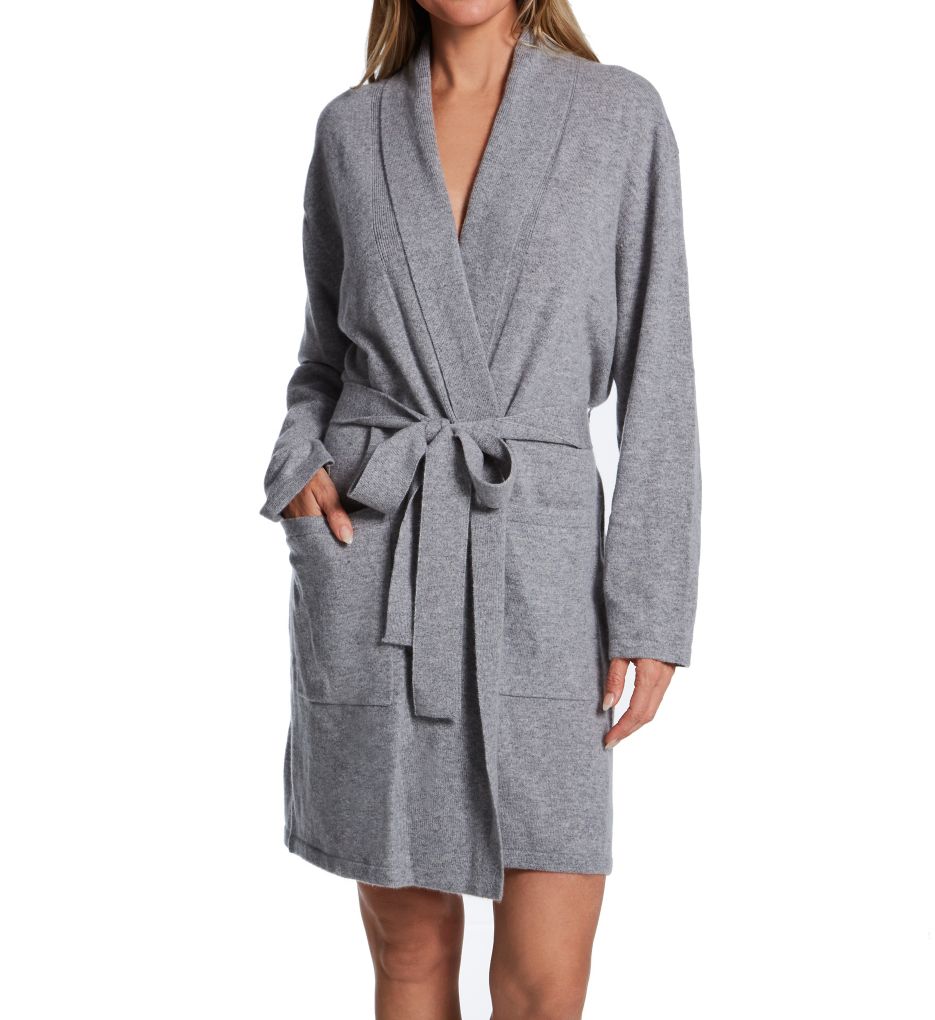 Cashmere Classic Short Robe With Shawl Collar-fs