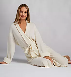 Cashmere Classic 43 Inch Bell Sleeve Robe Snow L
