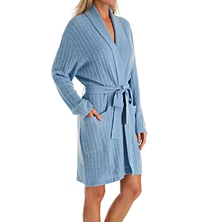 Cashmere Short Baby Cable Texture Wrap Robe True Blue S