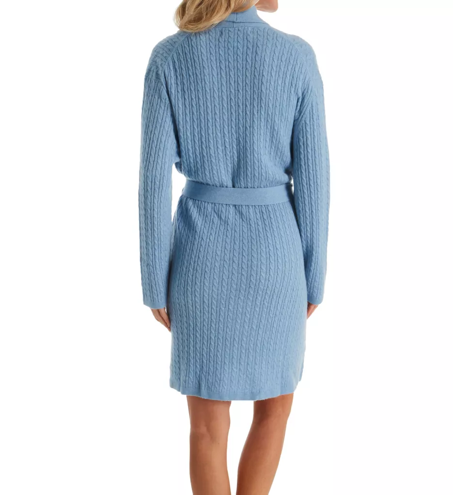 Cashmere Short Baby Cable Texture Wrap Robe True Blue S