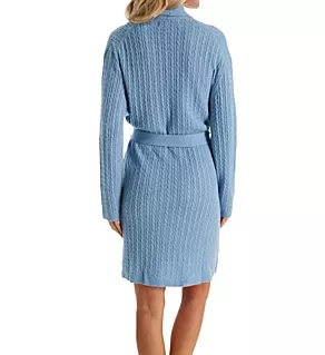 Cashmere Short Baby Cable Texture Wrap Robe True Blue S