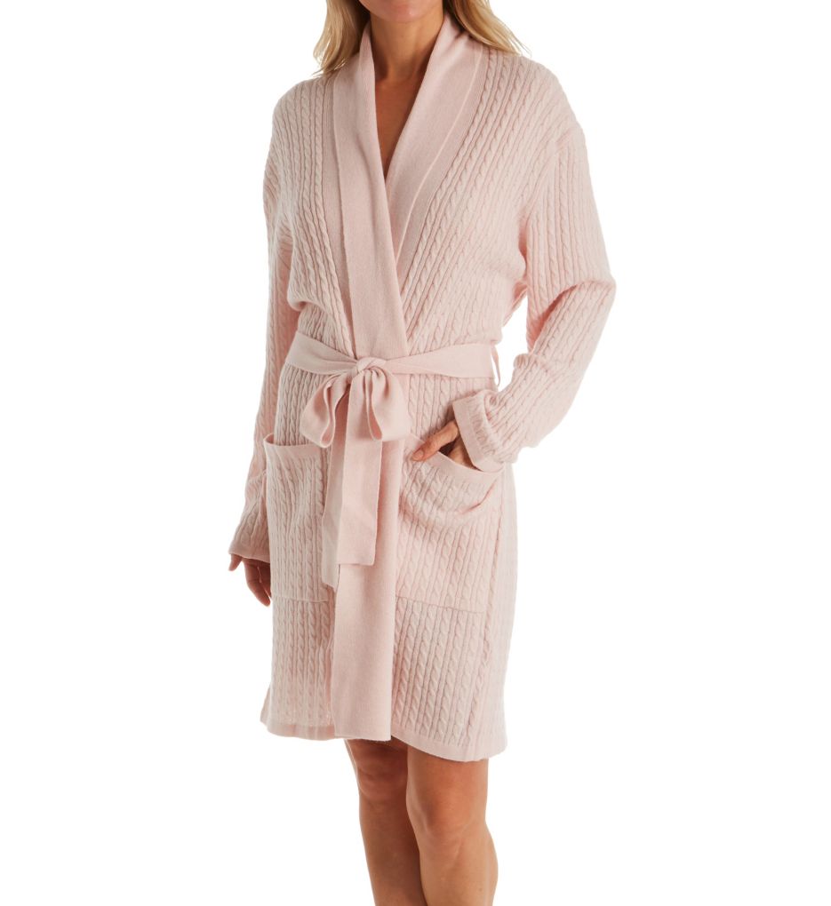 Cashmere Short Baby Cable Texture Wrap Robe-fs