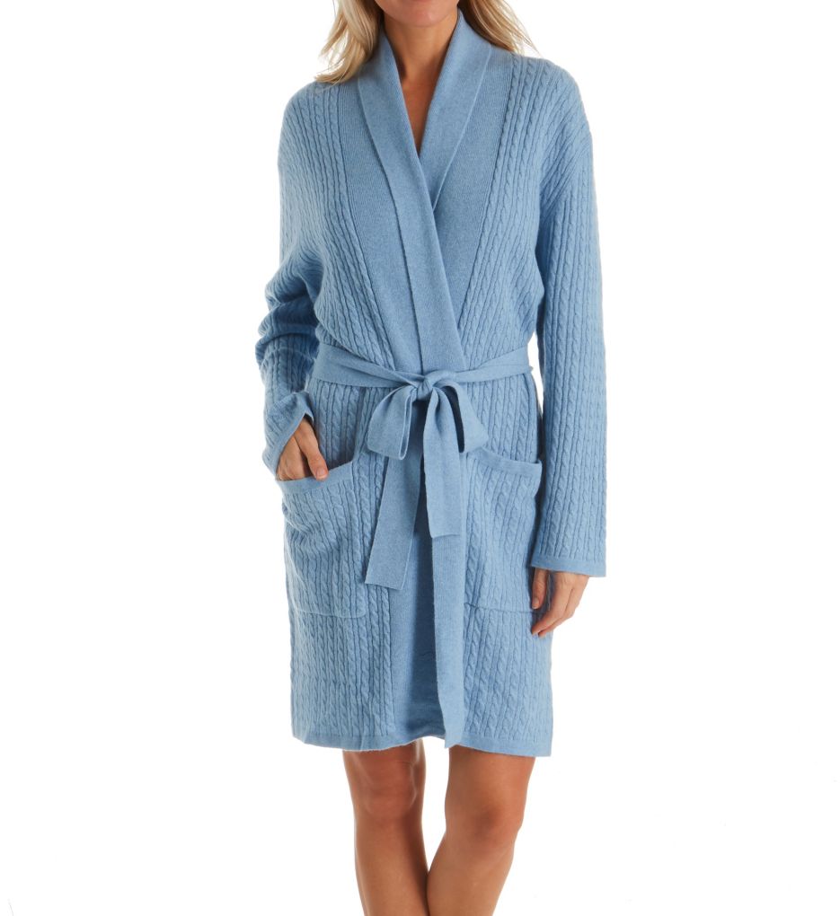 Cashmere Short Baby Cable Texture Wrap Robe-fs