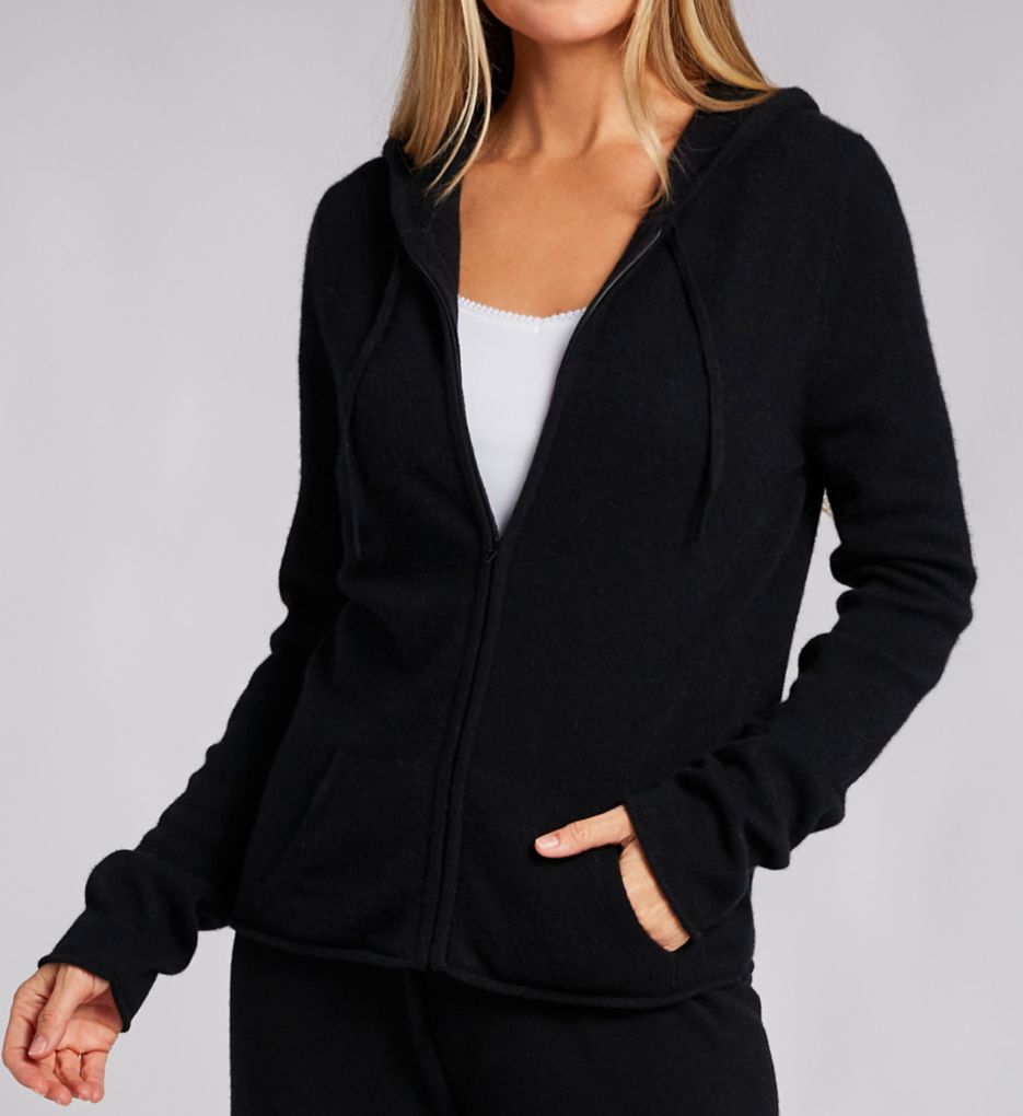 Cashmere Classic Front Zipper Jacket With Hoodie-acs