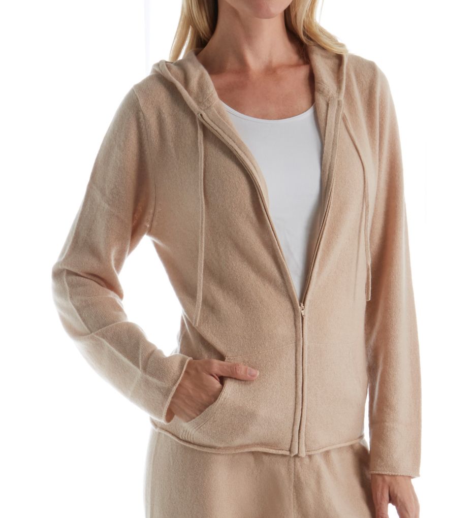 Cashmere Classic Front Zipper Jacket With Hoodie-acs