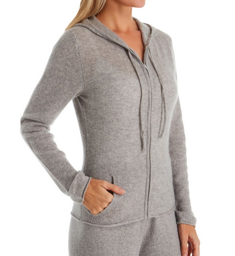 Cashmere Classic Front Zipper Jacket With Hoodie-acs