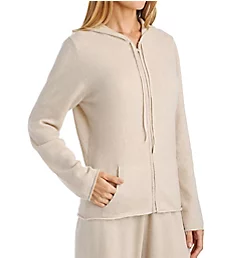 Cashmere Classic Front Zipper Jacket With Hoodie Oatmeal XS