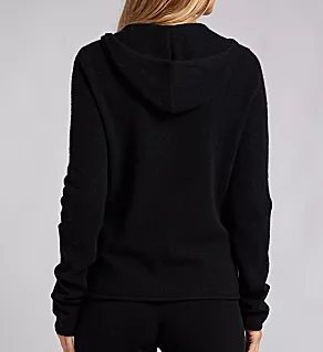 Cashmere Classic Front Zipper Jacket With Hoodie Black XS