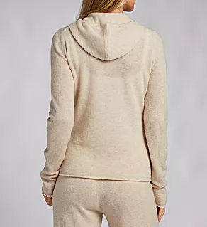 Cashmere Classic Front Zipper Jacket With Hoodie Oatmeal XS