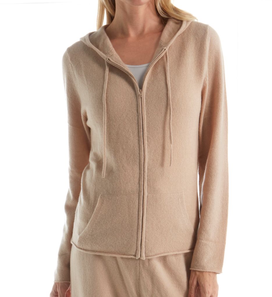 Cashmere Classic Front Zipper Jacket With Hoodie-fs