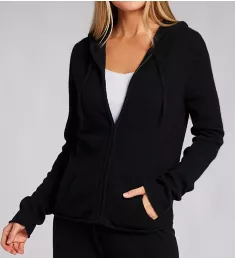 Cashmere Classic Front Zipper Jacket With Hoodie